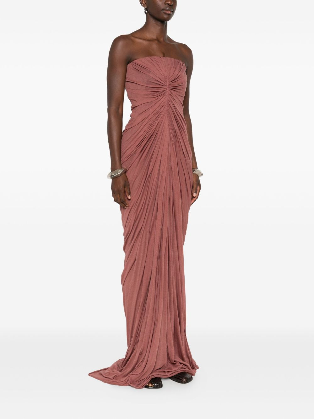 draped strapless maxi dress - 3