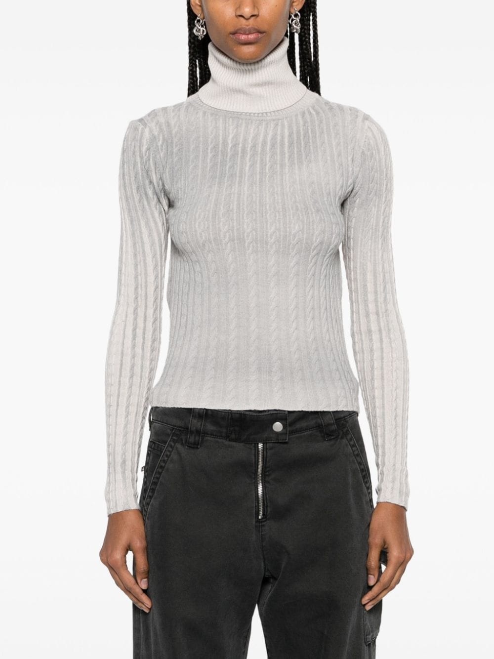 open-back cable-knit jumper - 3
