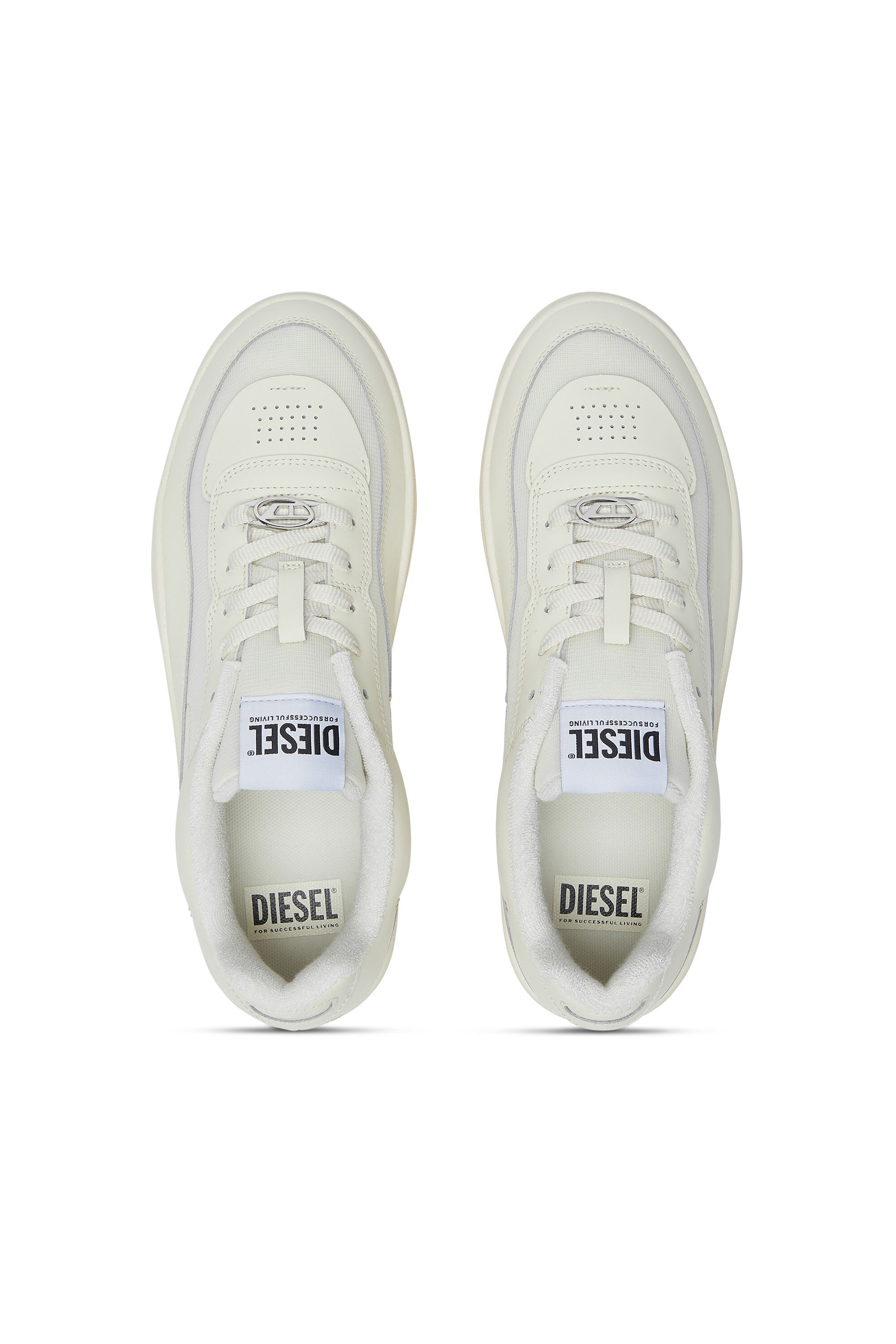 ■DIESEL■S-Oval Skate Low スニーカー Men's S-Oval Skate-Fabric-panelled leather sneakers | Black