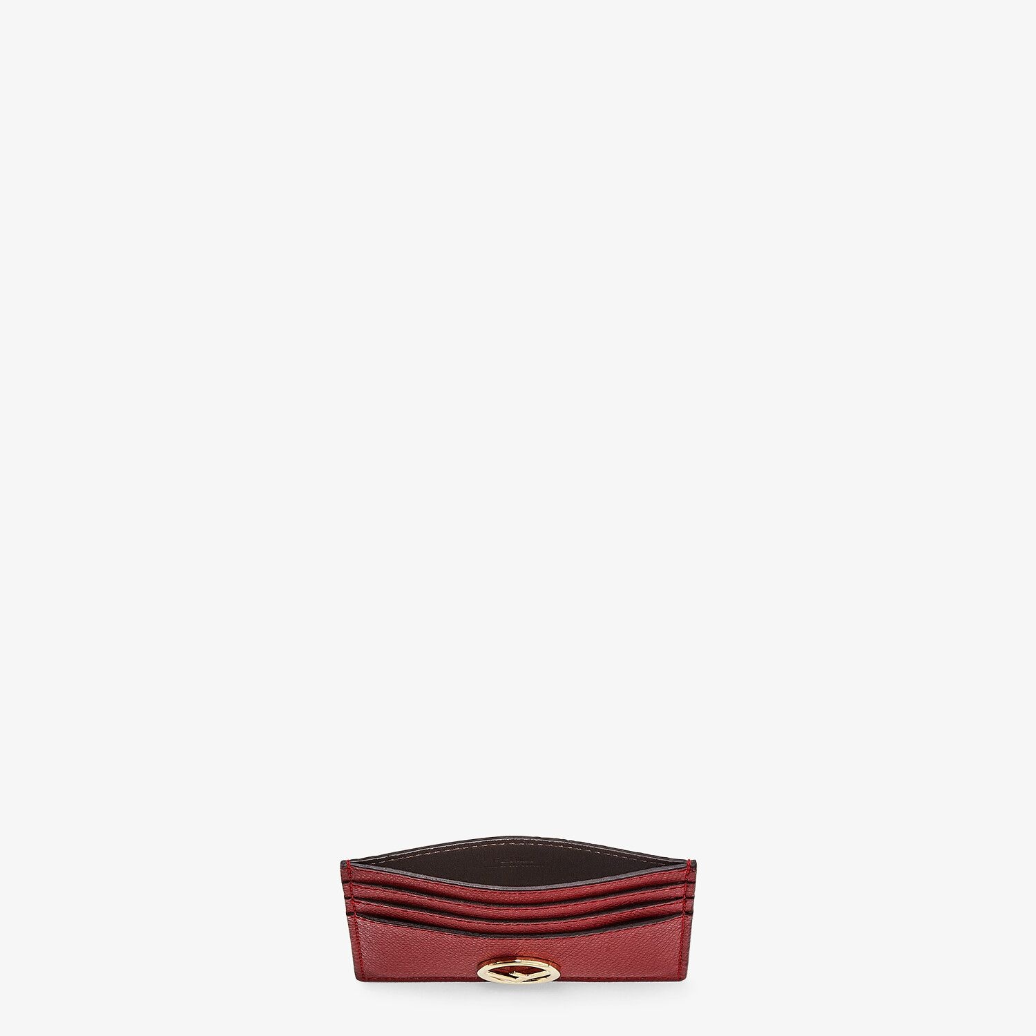 Burgundy leather flat card holder - 3