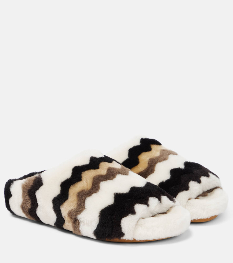 Saam chevron shearling slides 1
