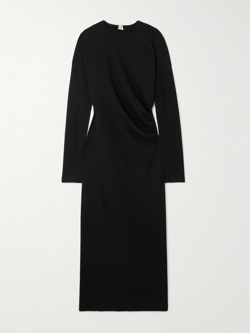 Asymmetric Gathered Jersey Midi Dress 1