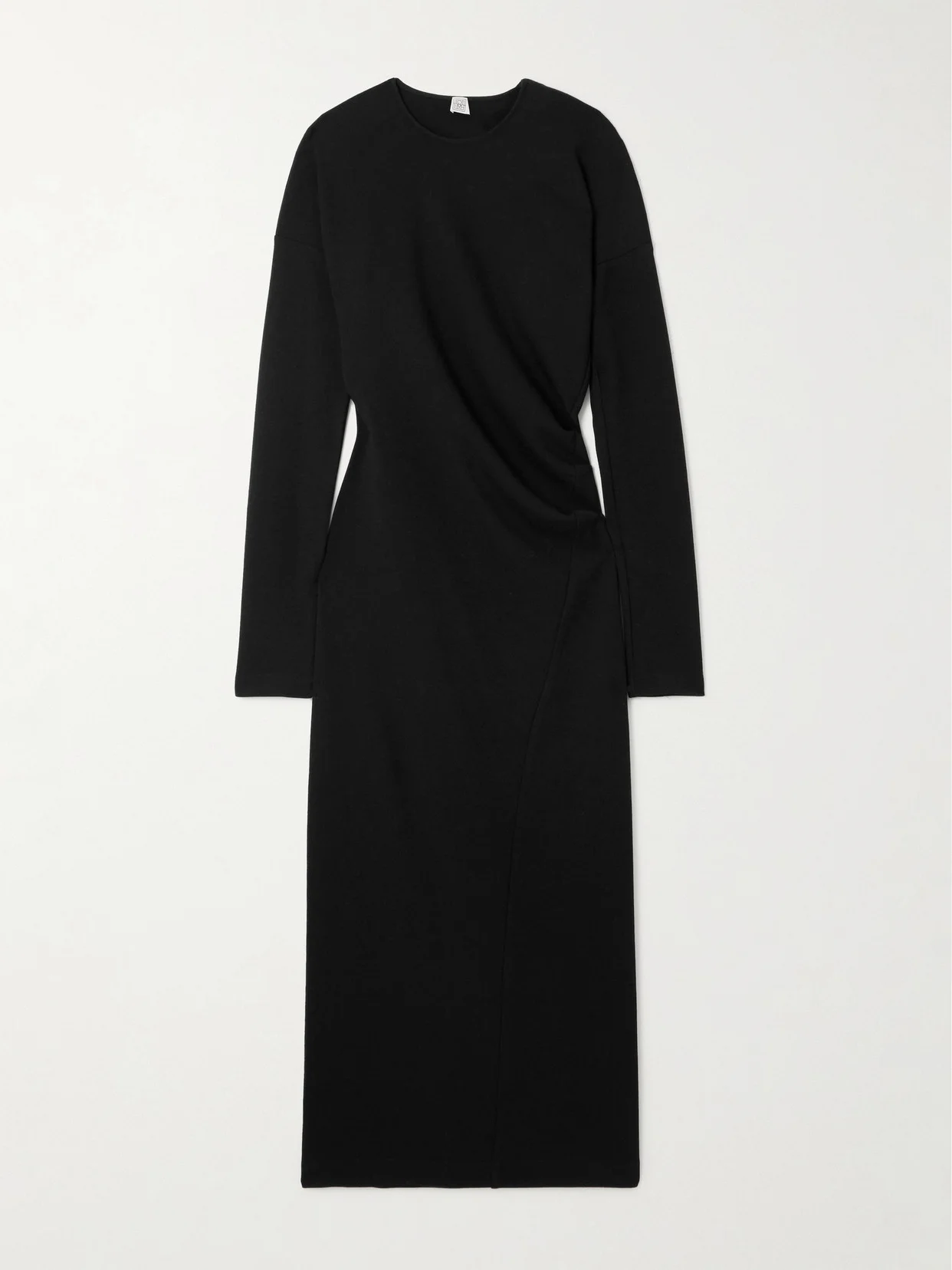 Asymmetric Gathered Jersey Midi Dress - 1