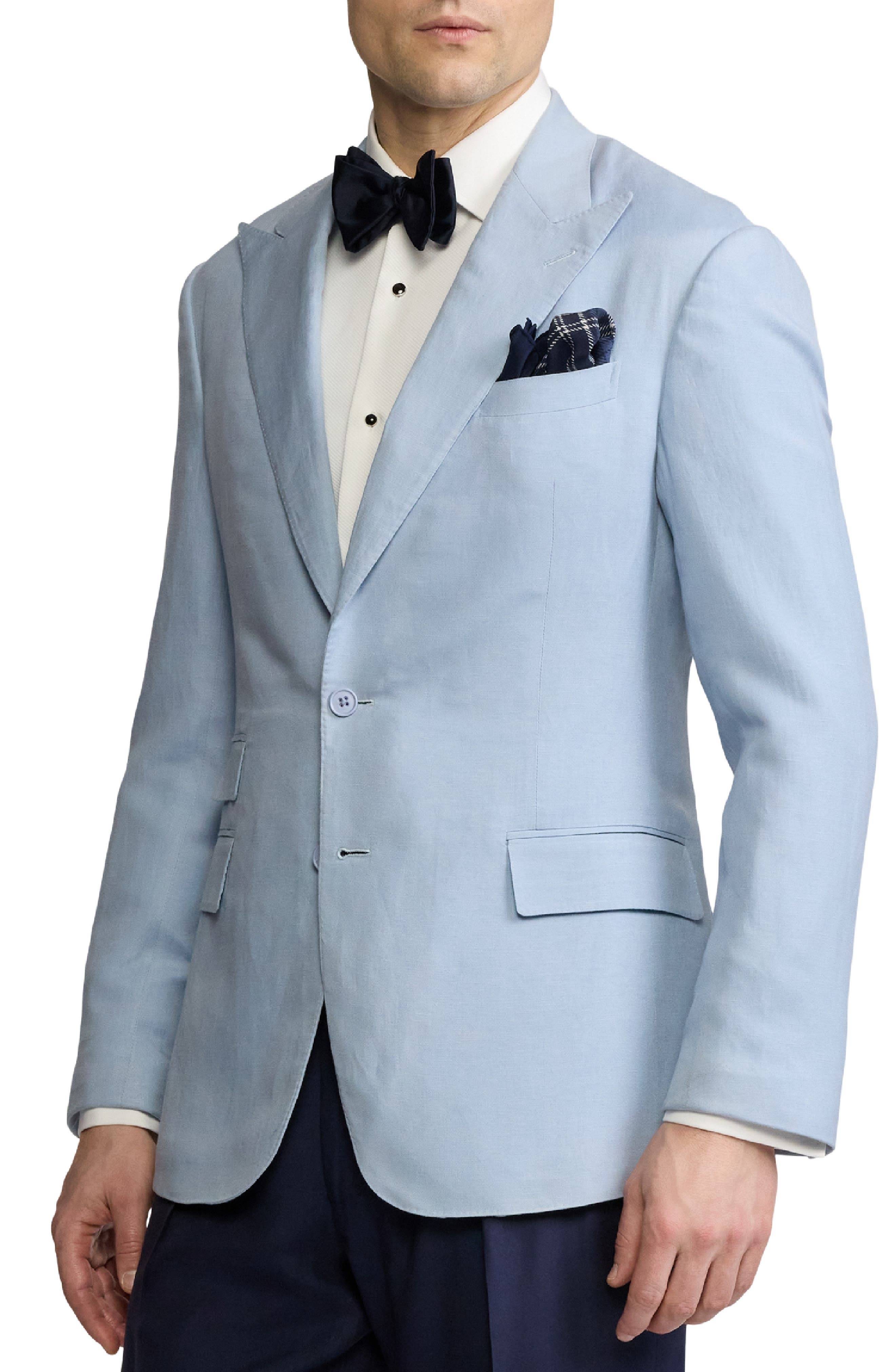 Ralph Lauren Purple Label Single Breasted Silk & Linen Canvas Sport Coat in Chambray Blue at Nordstr - 3