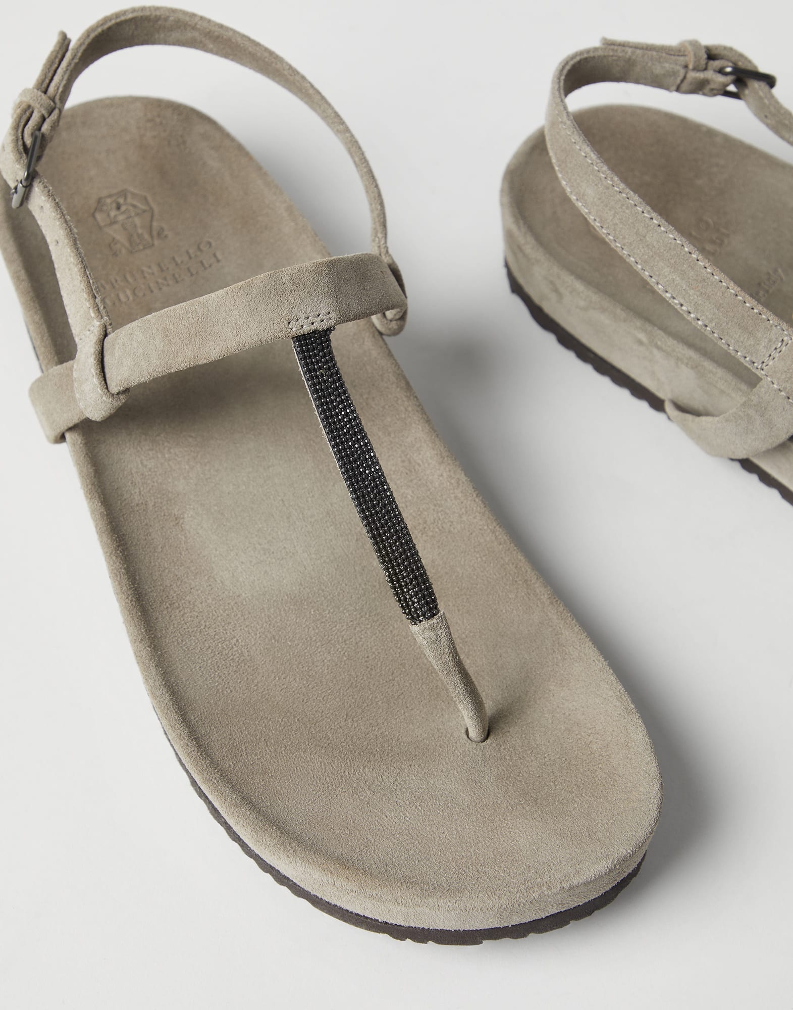 Suede sandals with shiny detail - 3