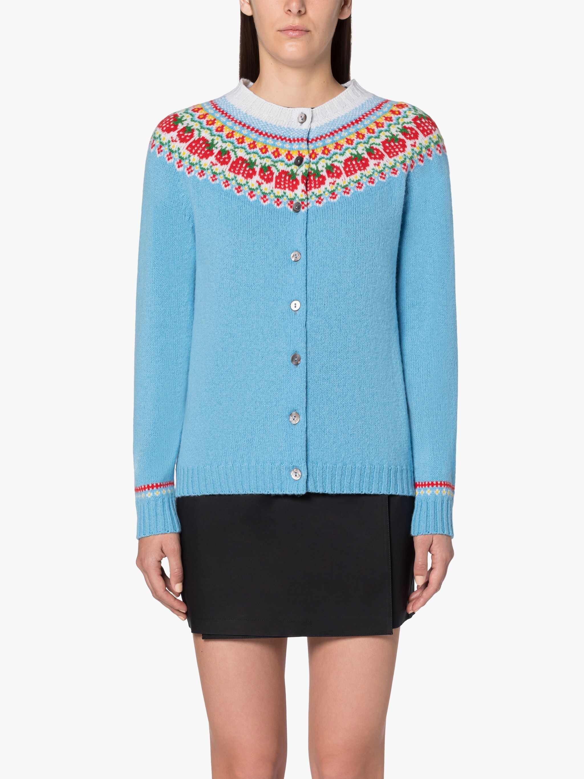 KILLIAN BLUE WOOL FAIR ISLE CARDIGAN - 3