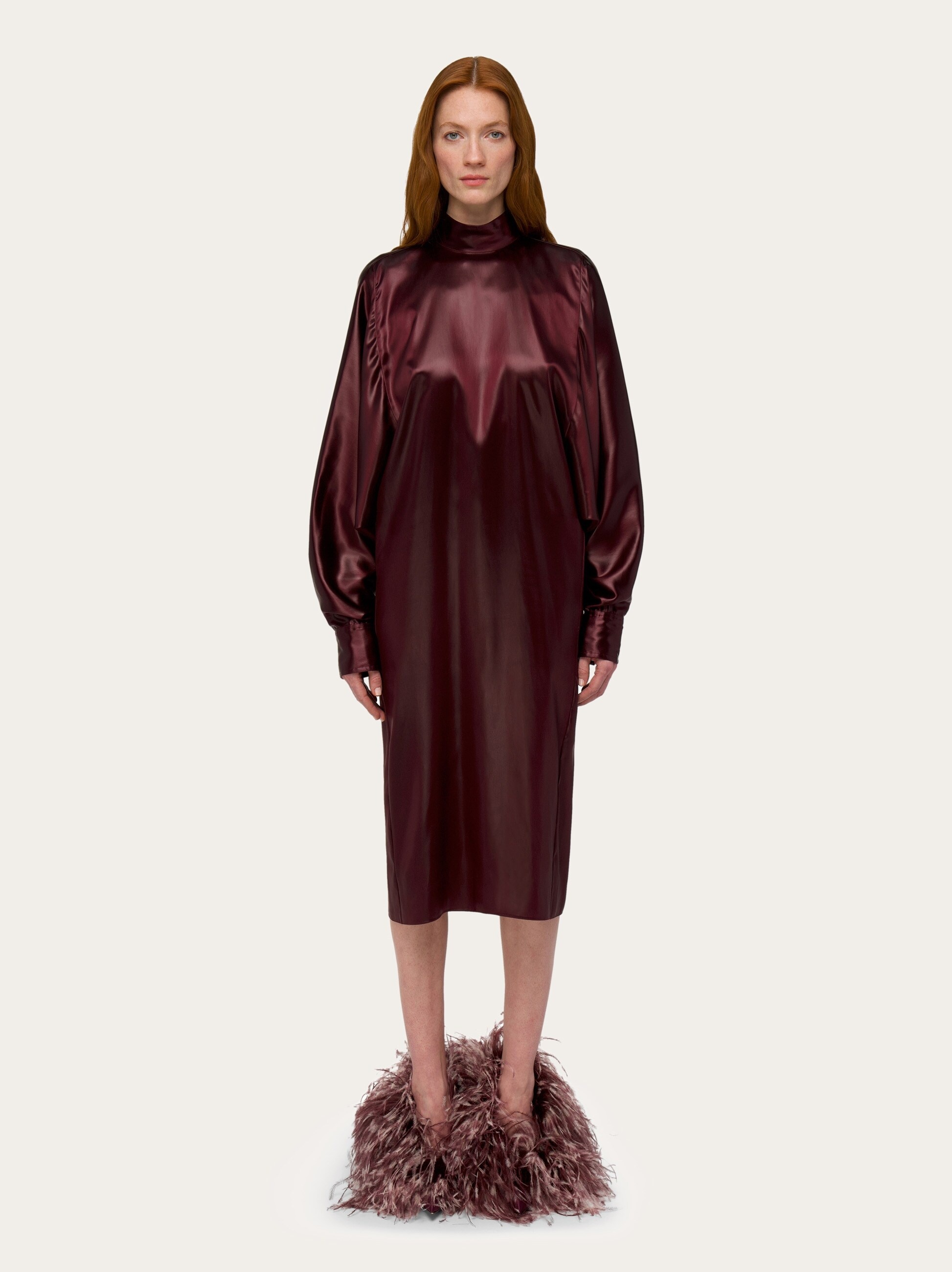 Satin high neck dress - 2