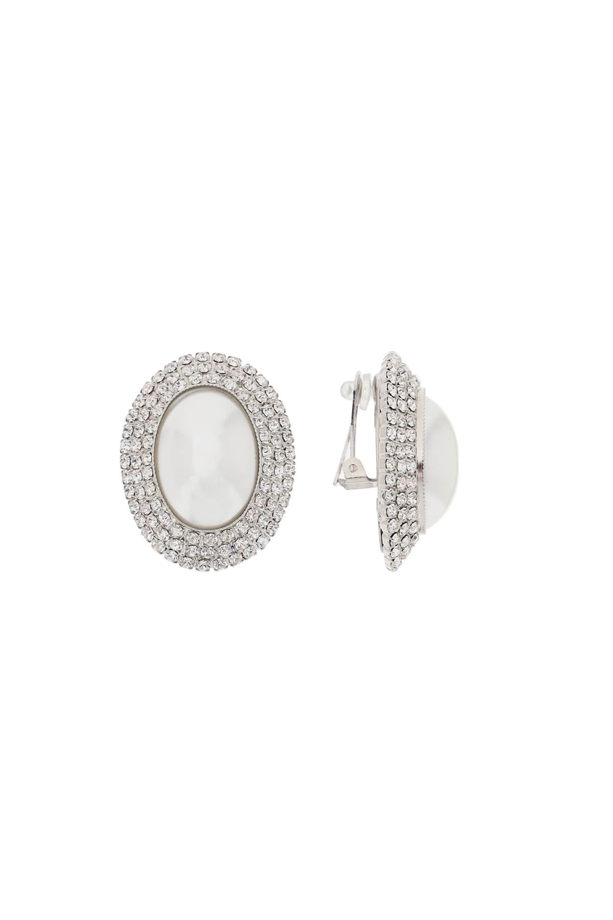 Oval Earrings With Pearl And Crystals - 1