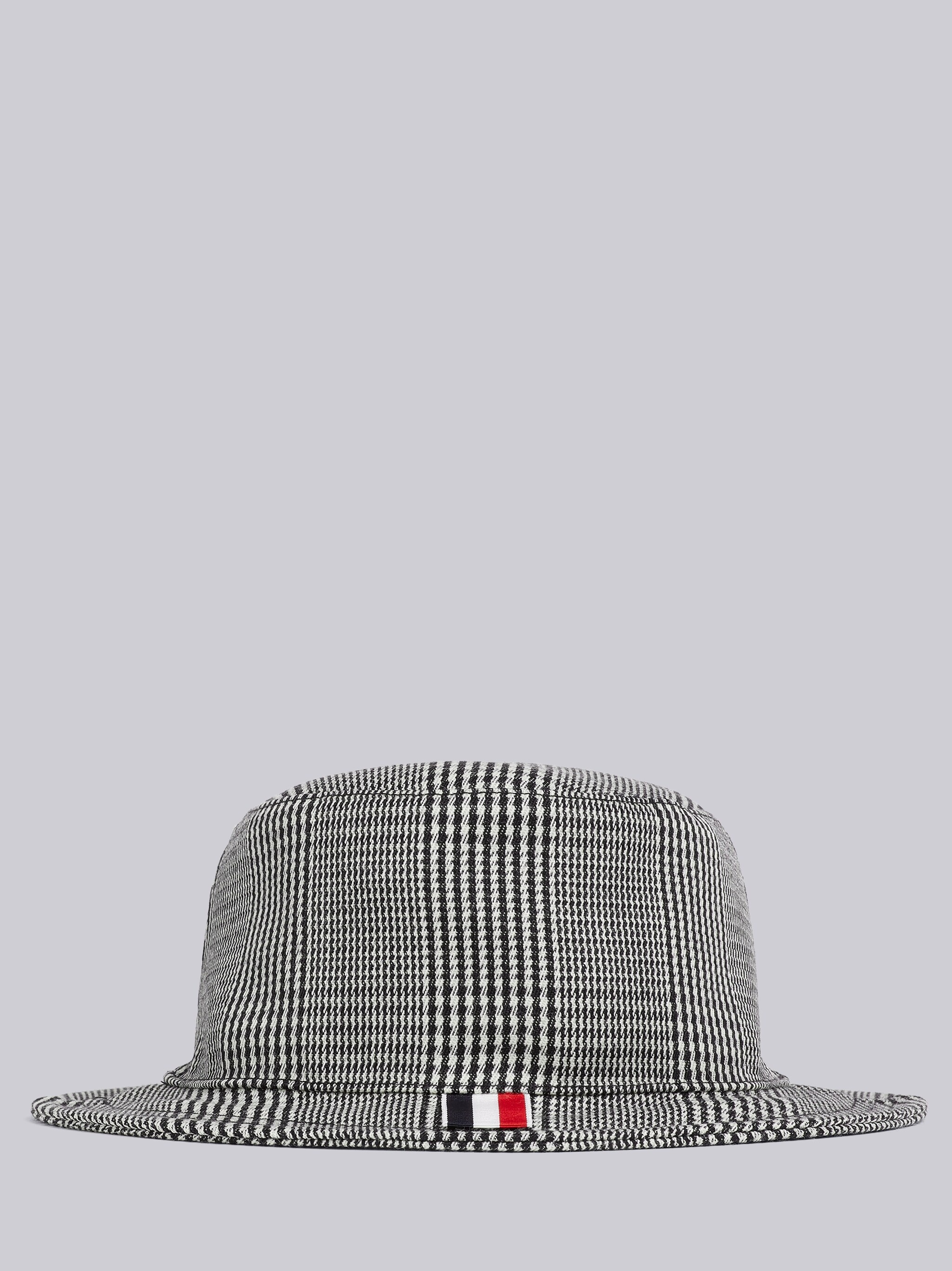 Black and White Cavalry Twill Wool Prince of Wales Classic Bucket Hat - 4