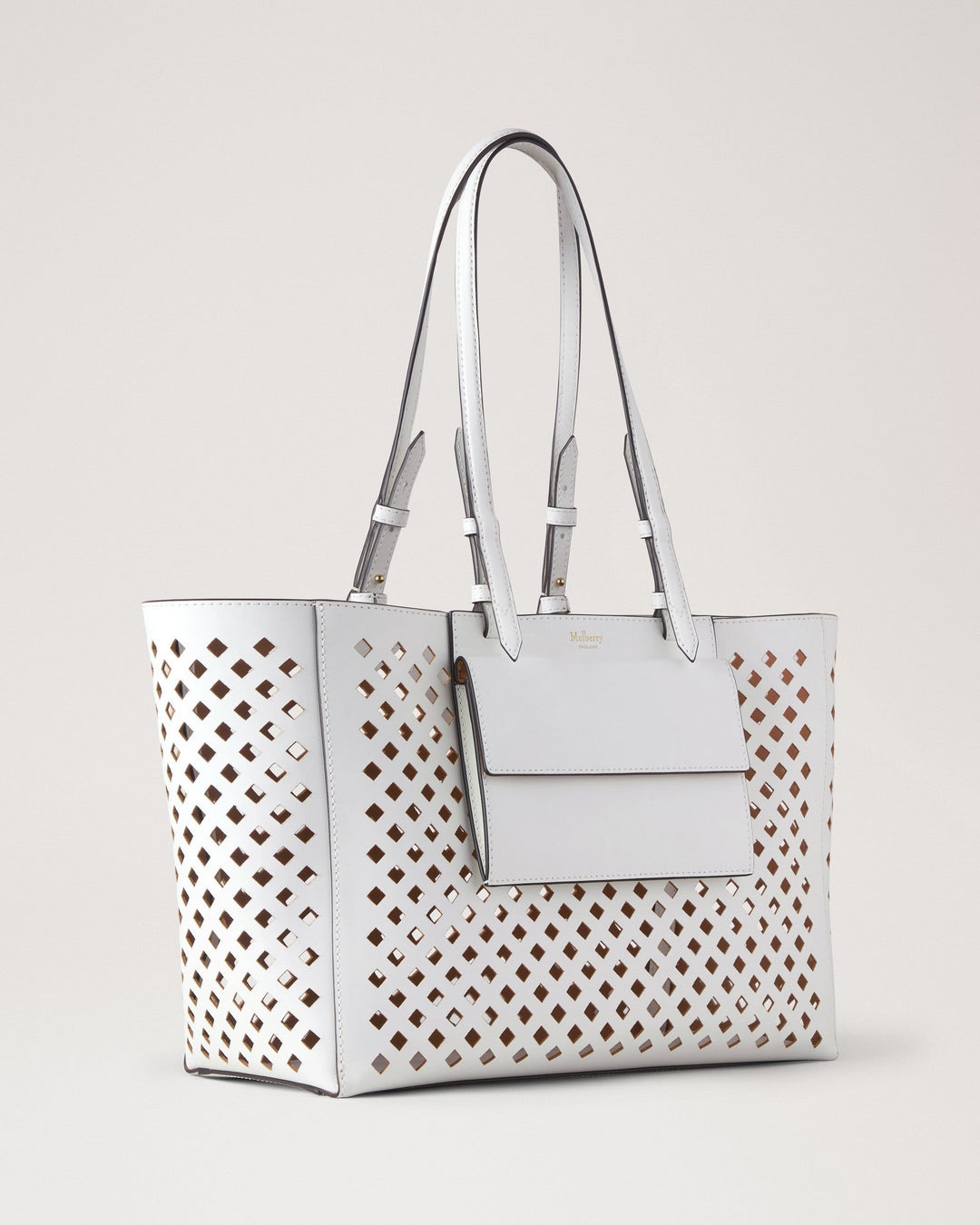 Perforated Tote White Perforated Leather - 3