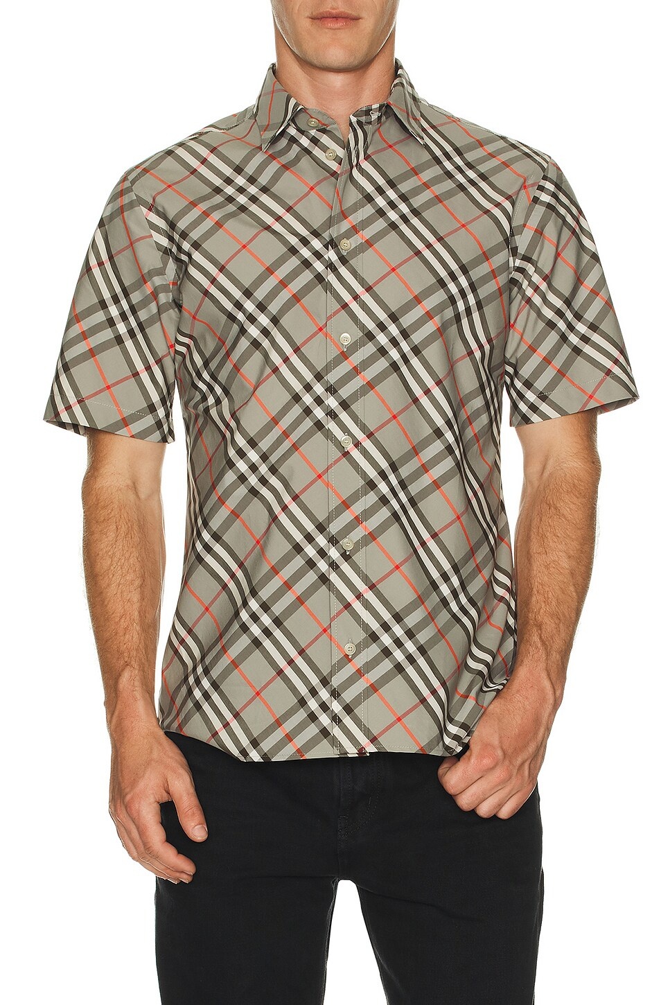Short Sleeve Bias Check Slim Fit Shirt - 3