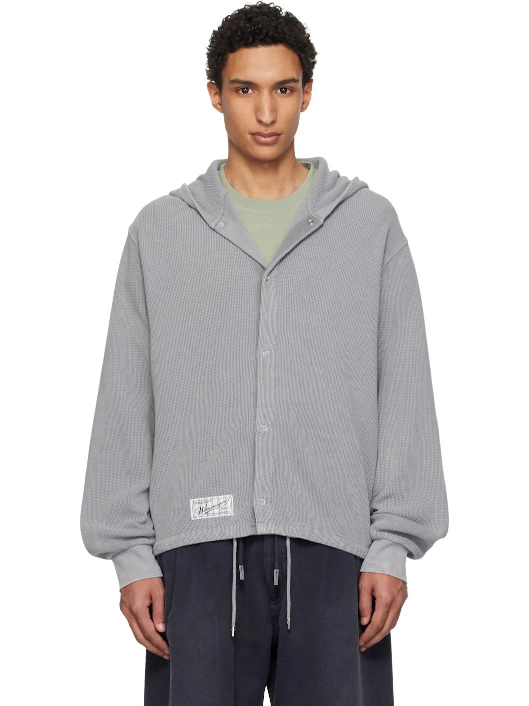 Gray Dyed Open Hoodie - 1