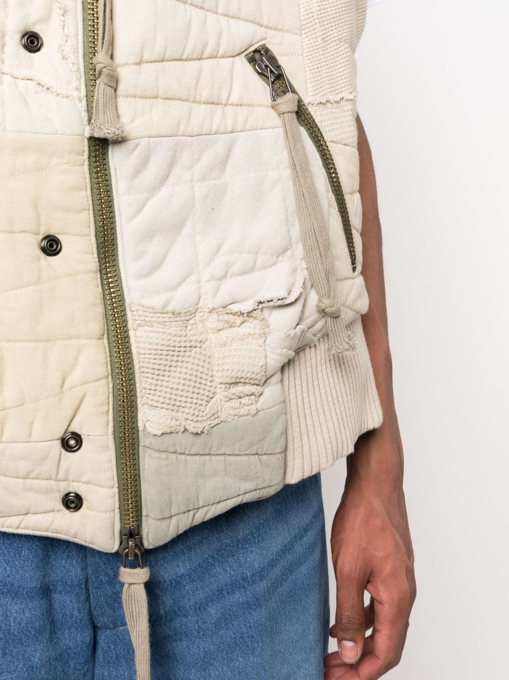 patchwork zip-up gilet - 5