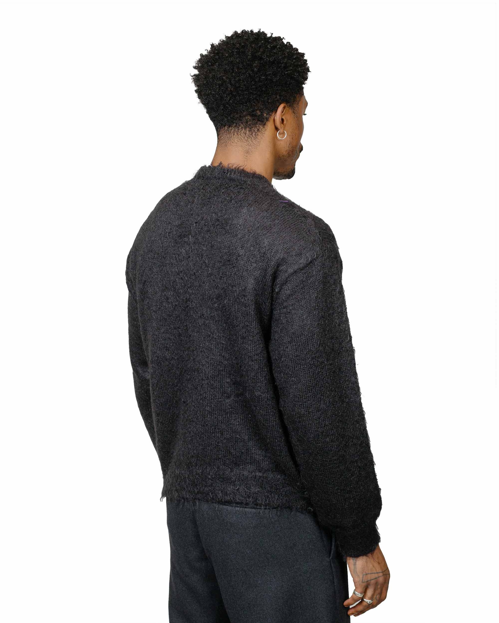 Brushed Super Kid Mohair Knit Cardigan Ink Black - 3