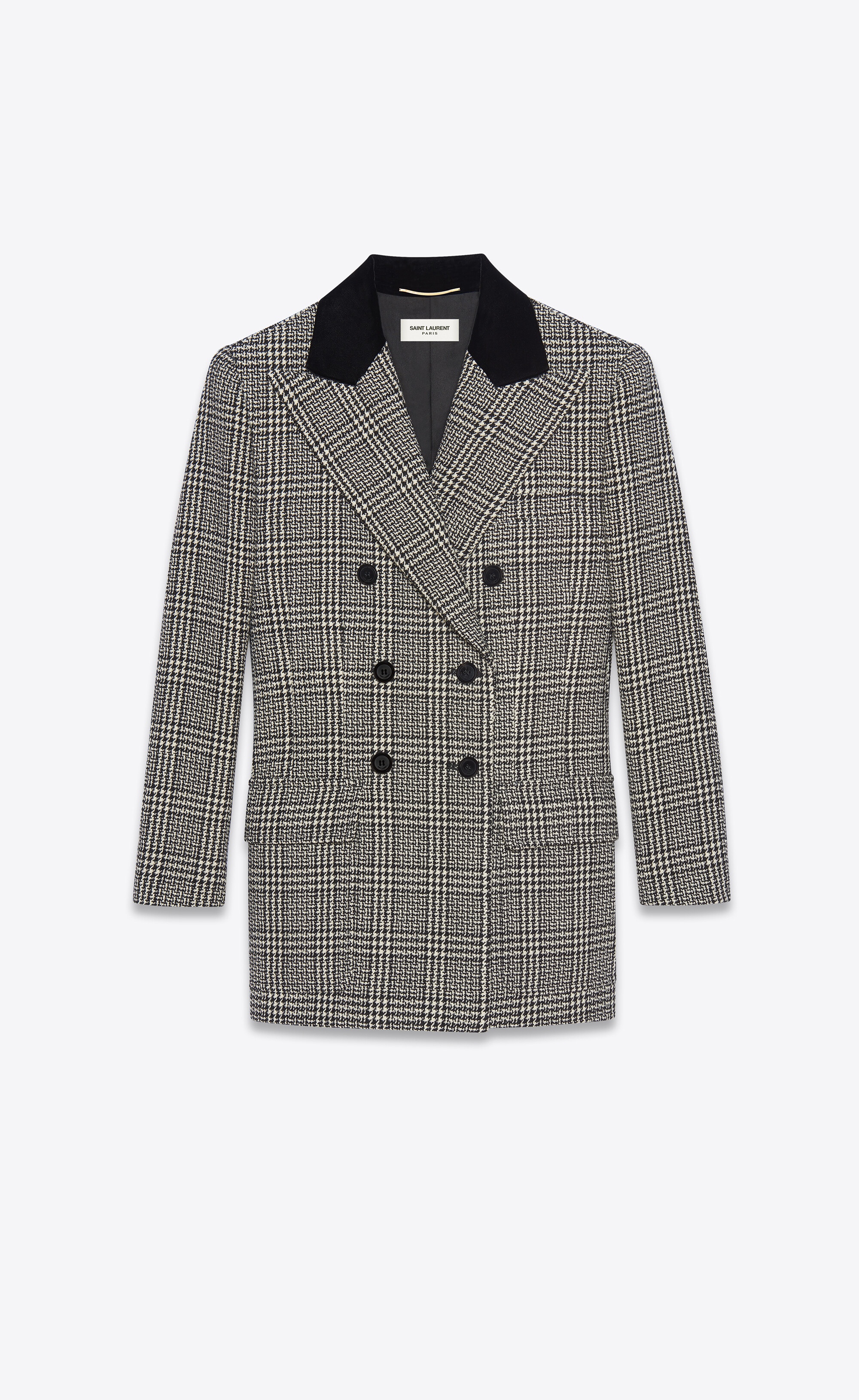 double-breasted jacket in prince of wales wool tweed - 1