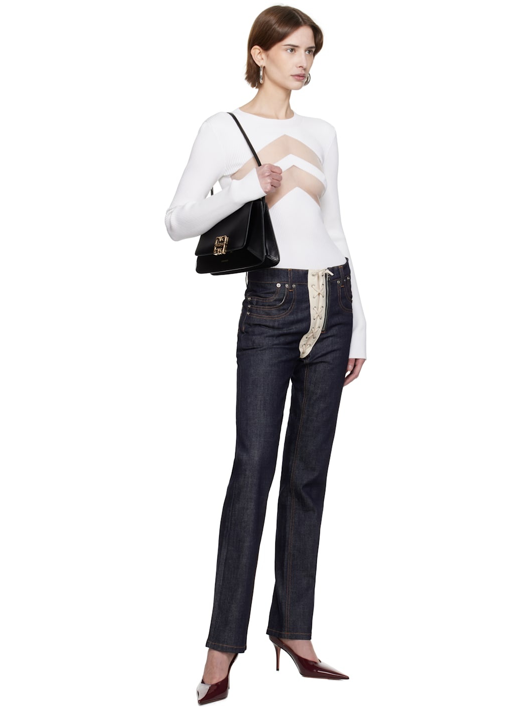 White 'The Chevrons' Sweater - 5