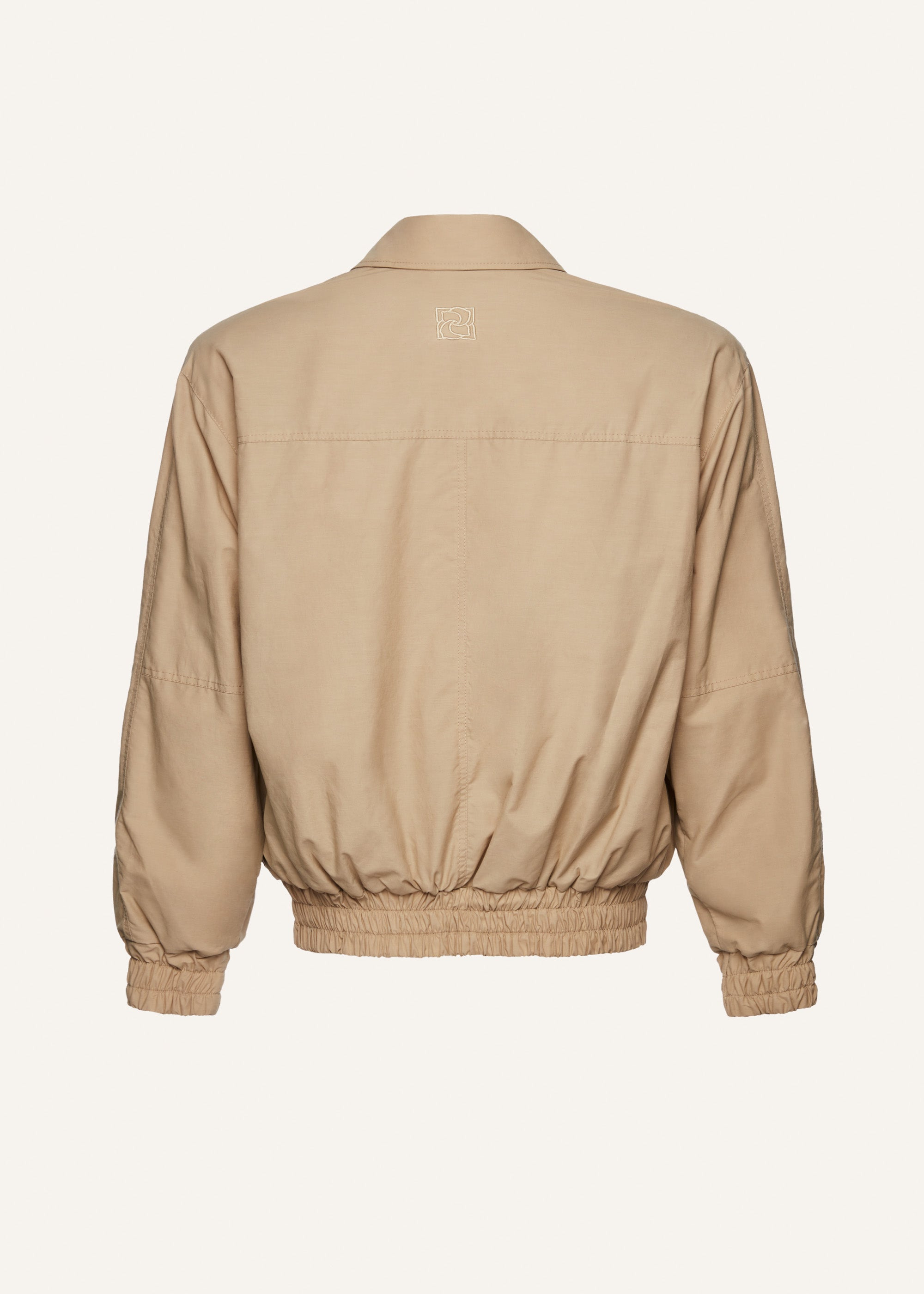 Oversized technical cotton bomber in beige - 2