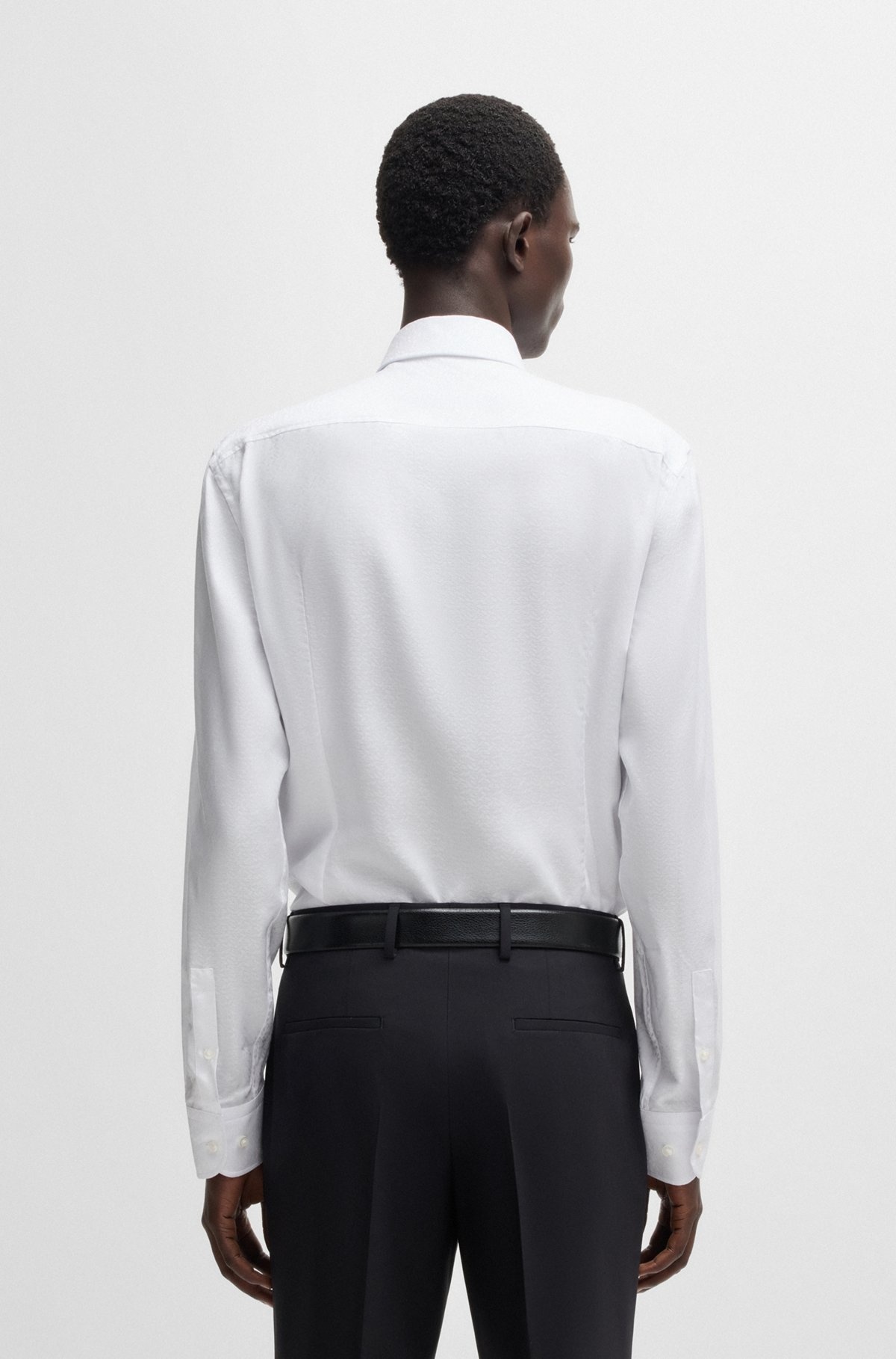 SLIM-FIT SHIRT WITH LEAF JACQUARD - 5