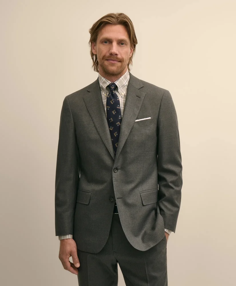 Brooks Brothers Explorer Collection Slim-Fit Pinstripe Wool Suit Jacket - 1
