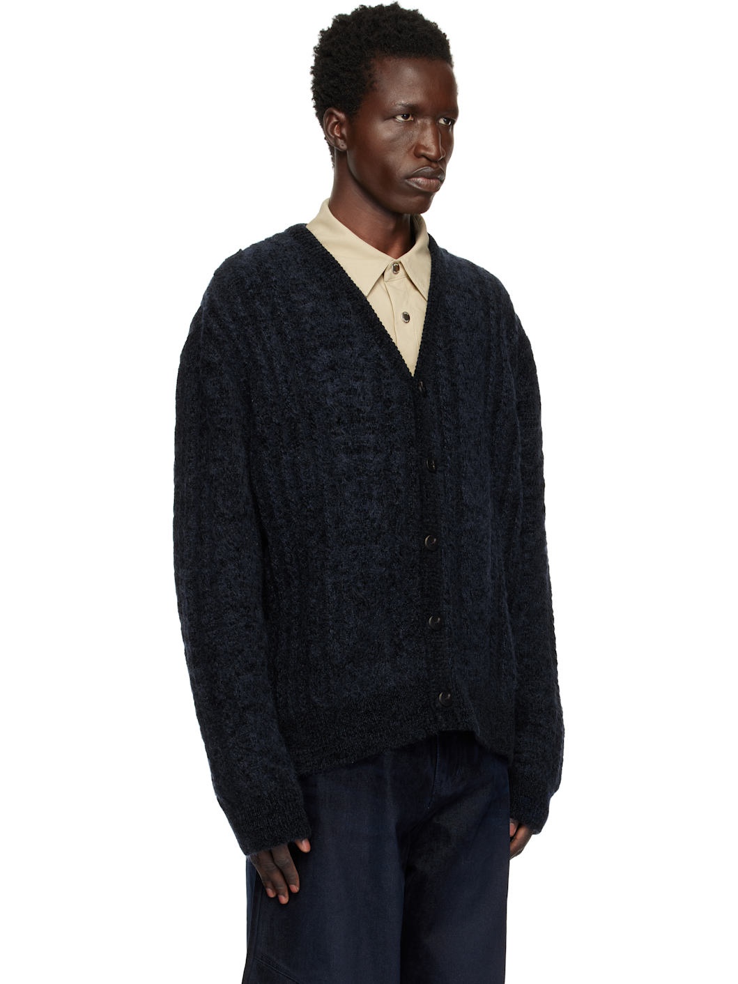 Navy Cable Cardigan - 2