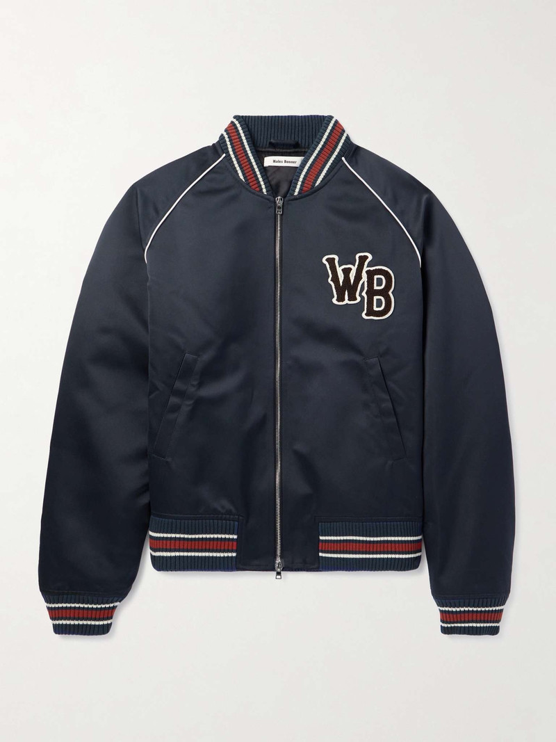 Logo-Appliquéd 줄무늬 포탄 Bomber 재킷 - 1