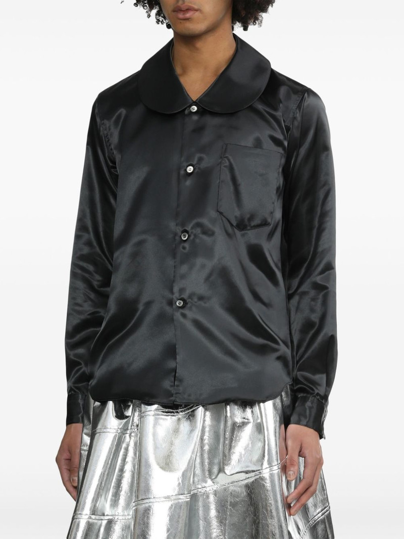 BLACK COMME des GARÇONS rounded-collar satin shirt outlook