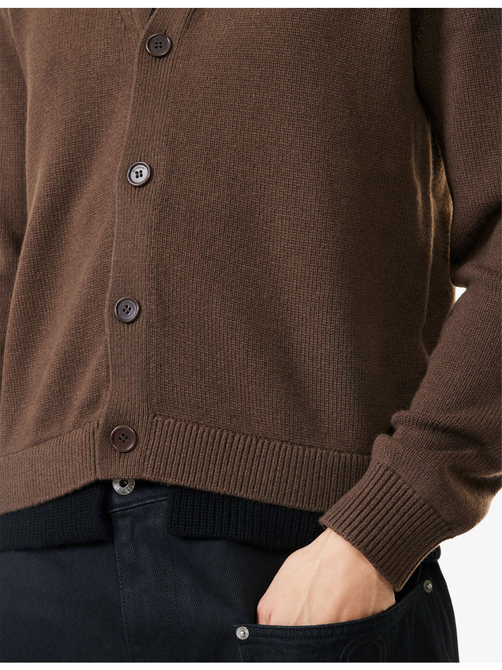 Contrast Layered Wool And Cashmere Cardigan - 5