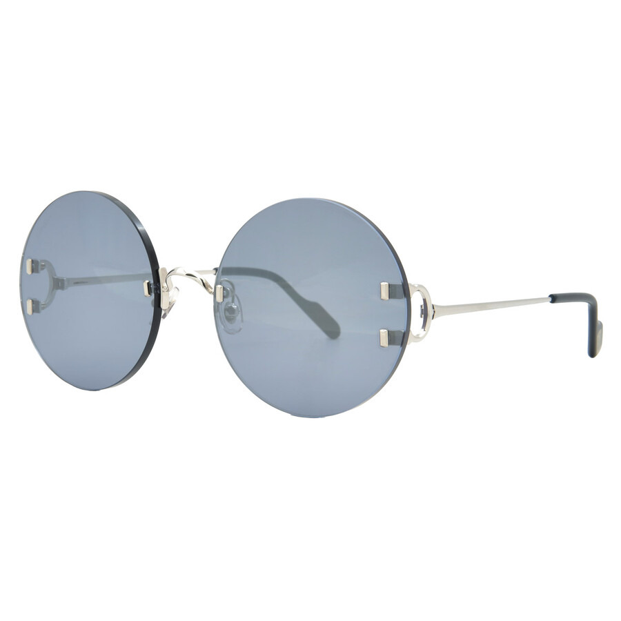 Cartier C Decor Silver Round Ladies Sunglasses CT0152S 004 56 - 2