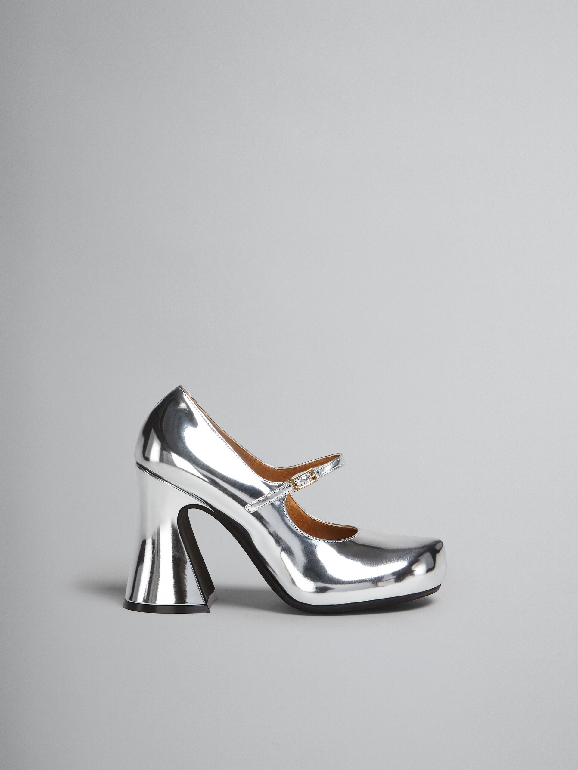 SILVER MIRRORED LEATHER MARY JANES - 1