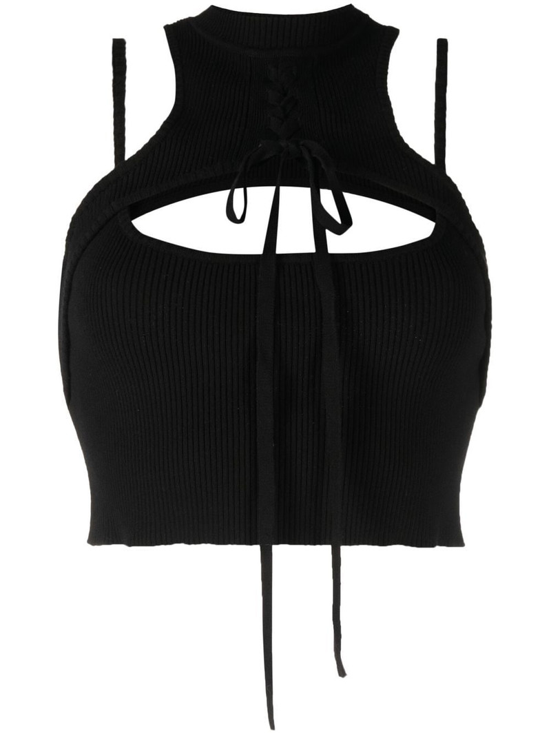 cut-out detail ribbed top 1