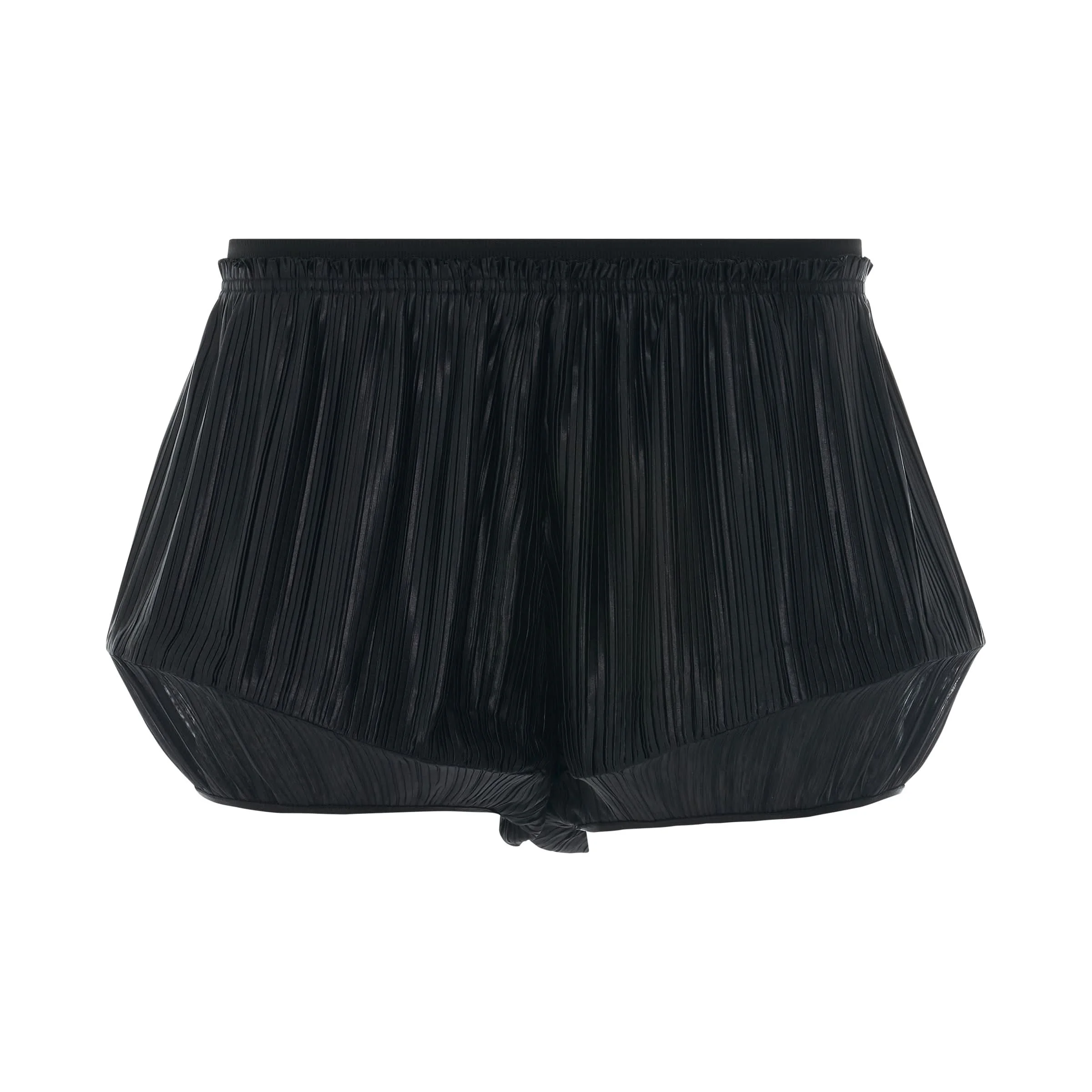 Pleated Structured Shorts in Black - 1
