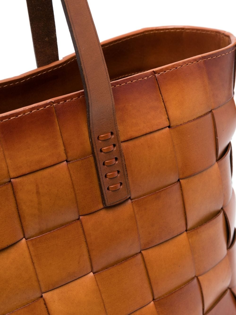 woven leather tote bag - 4