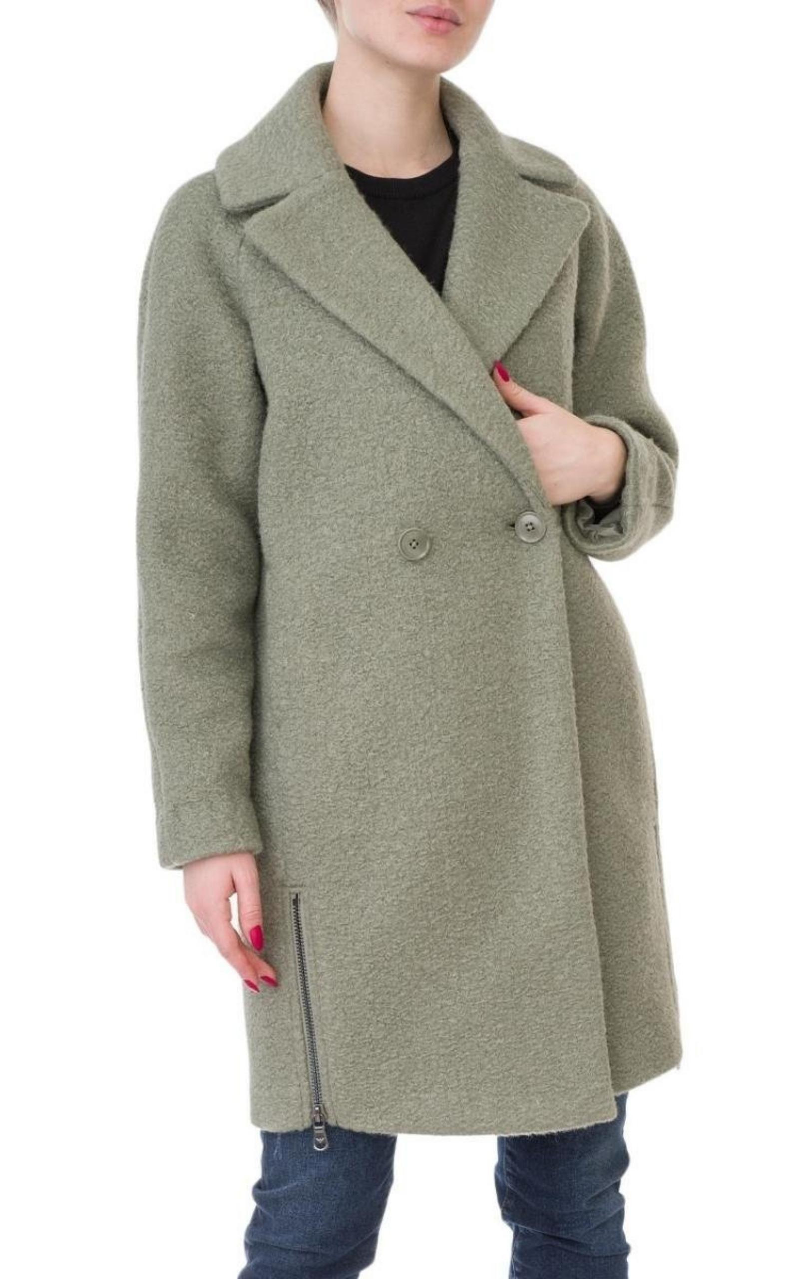 Double-breasted Celadon Green Coat - 3