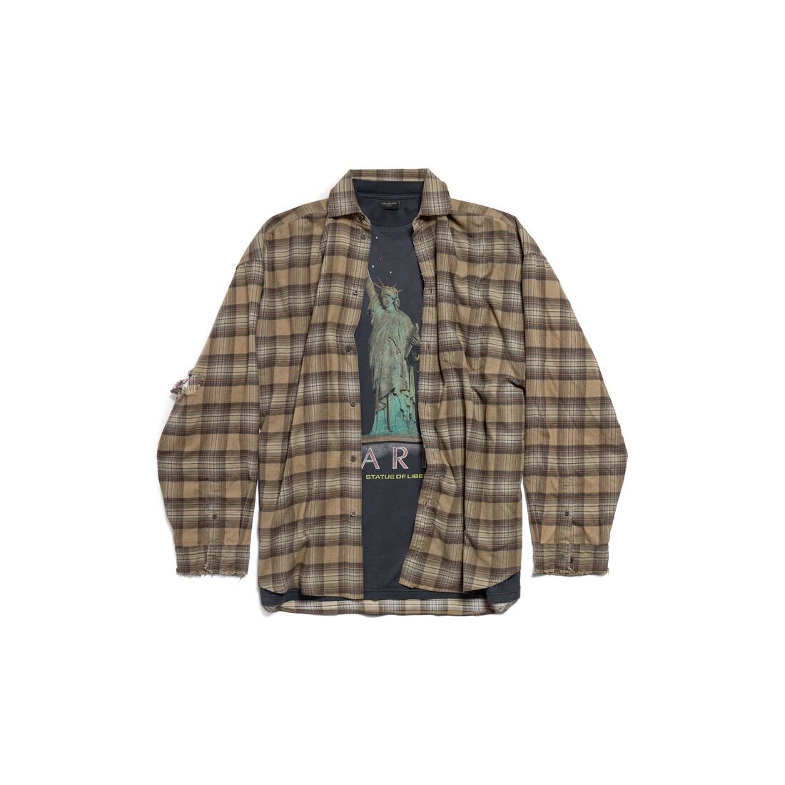 Men's Paris Liberty Layered Shirt Oversized in Dark Green - 1
