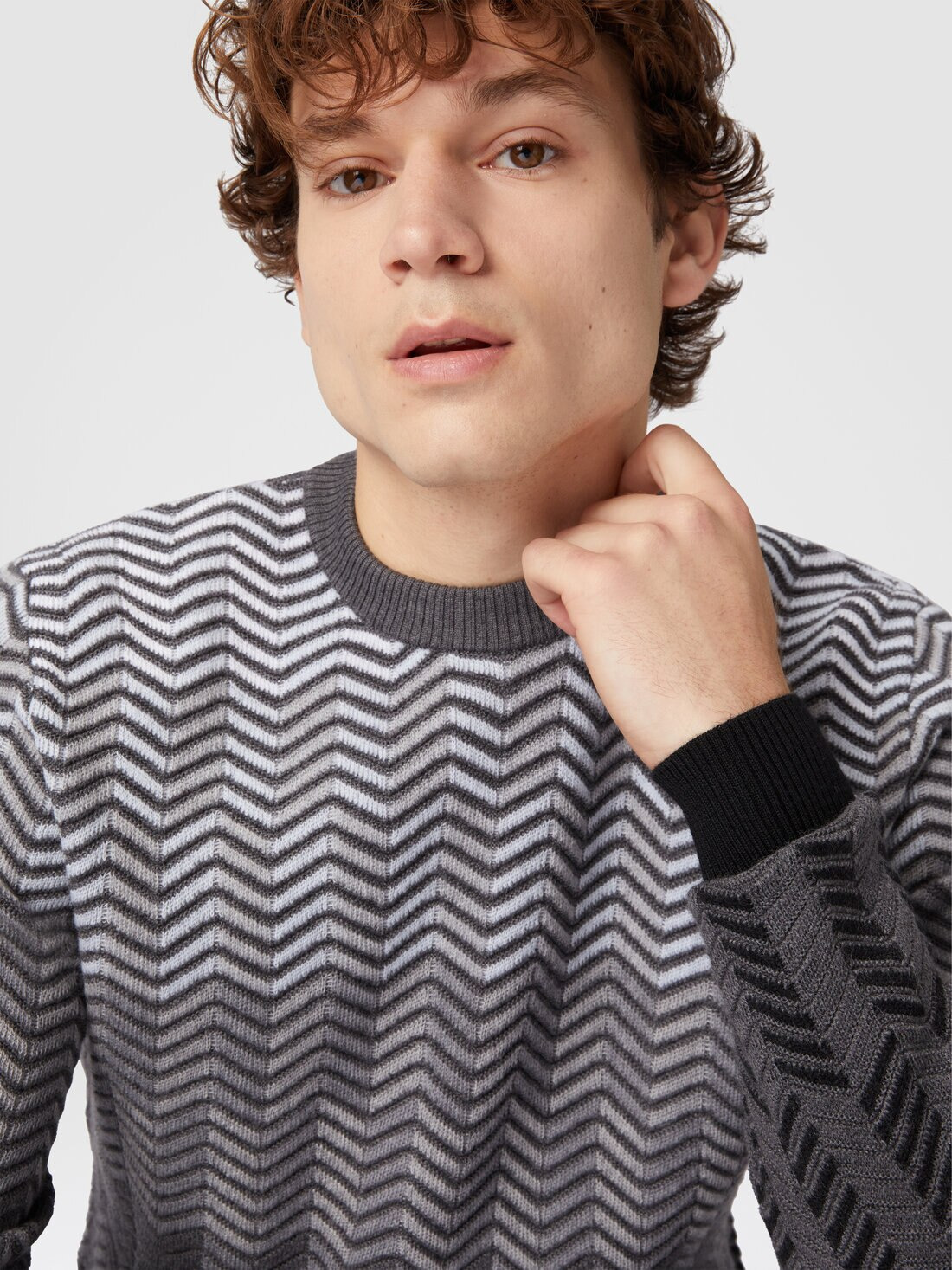 Zigzag virgin wool crewneck pullover - 4