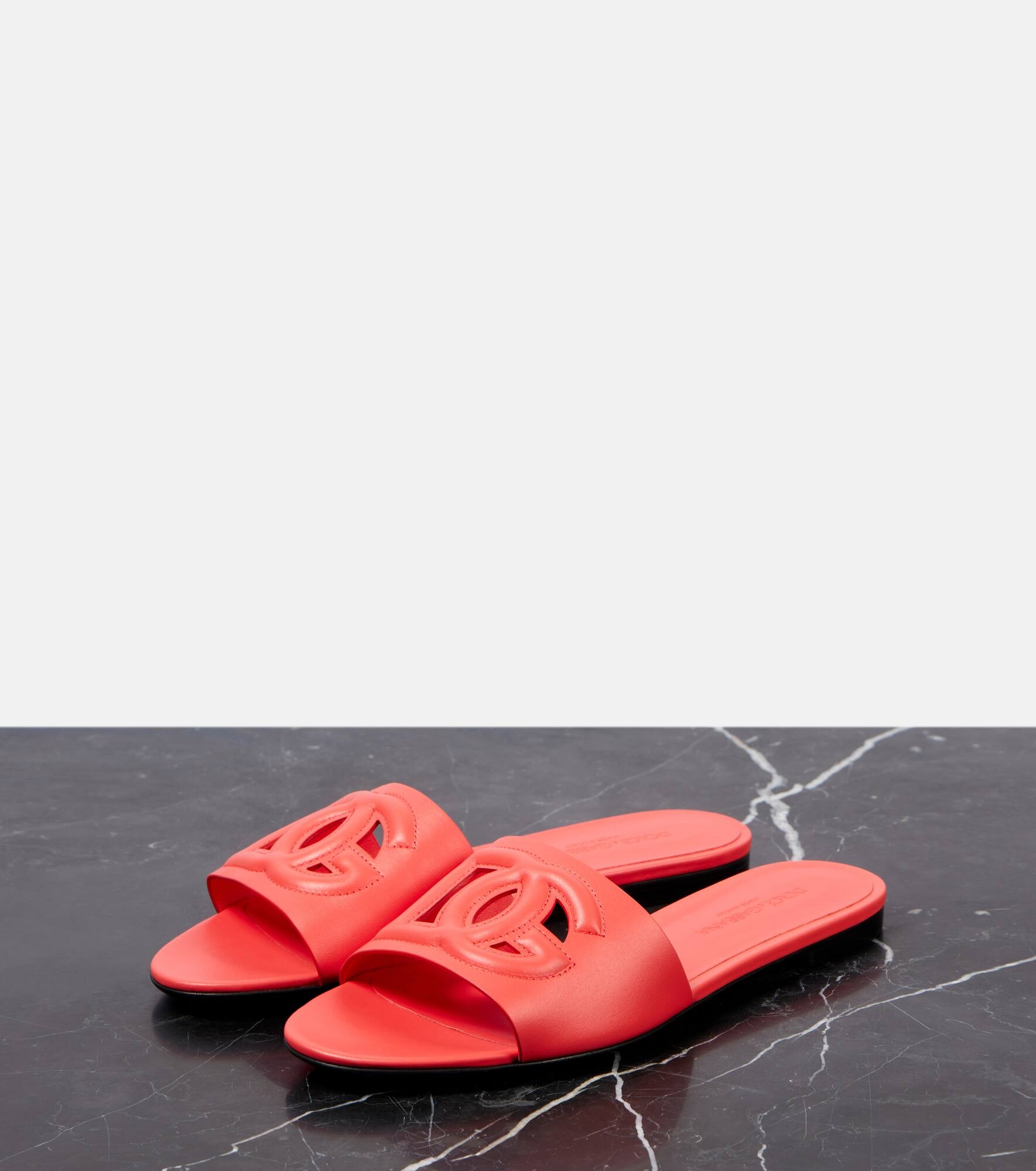 Logo leather slides - 5