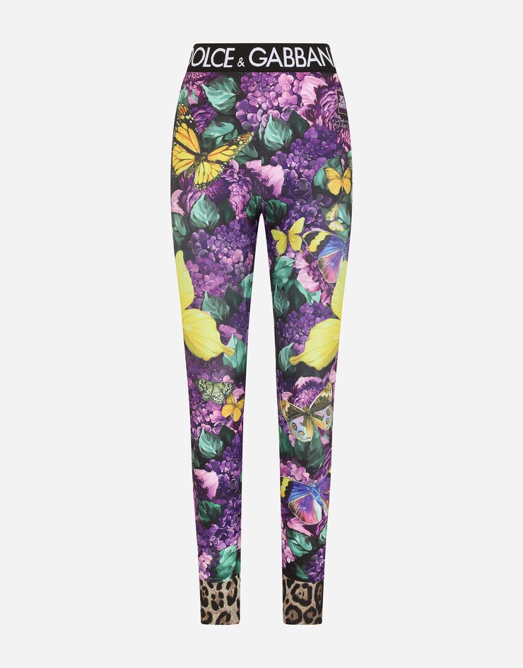 Butterfly-print leggings with branded elastic - 3