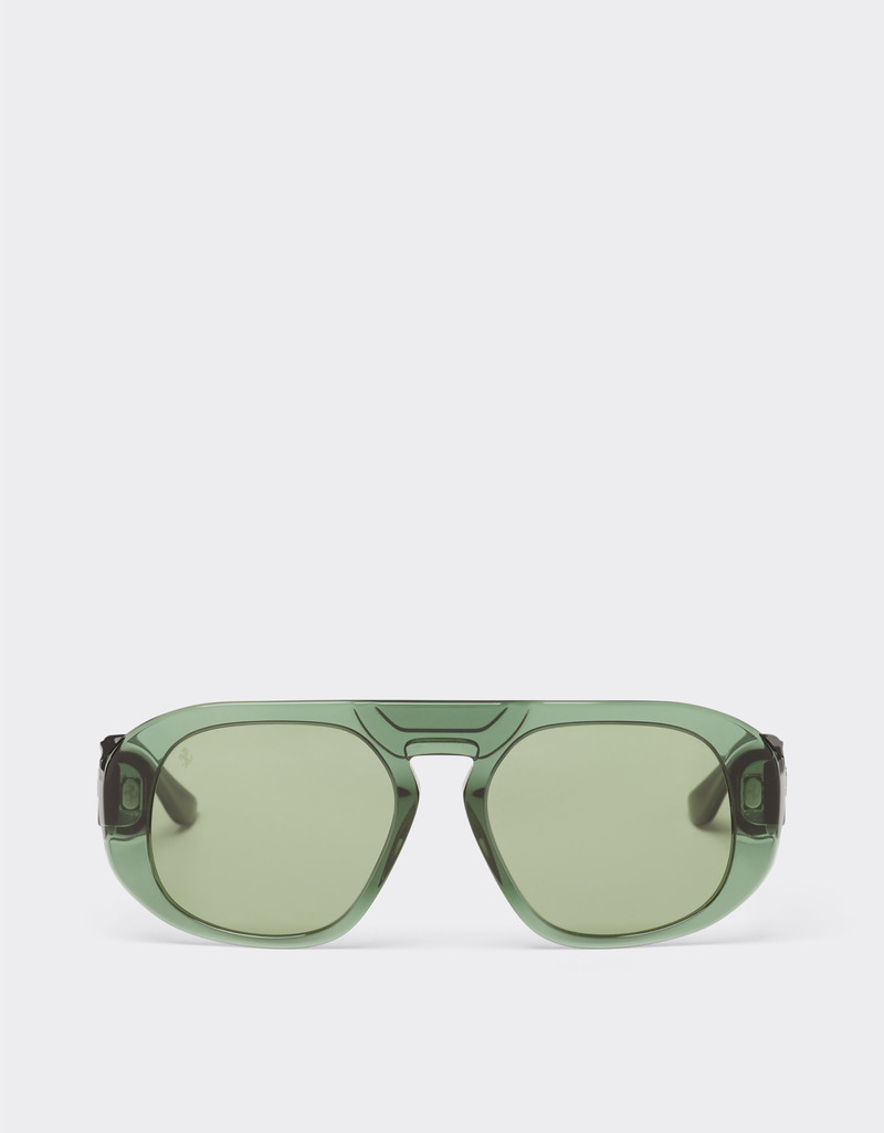 Ferrari sunglasses in transparent dark green acetate with green lenses 1