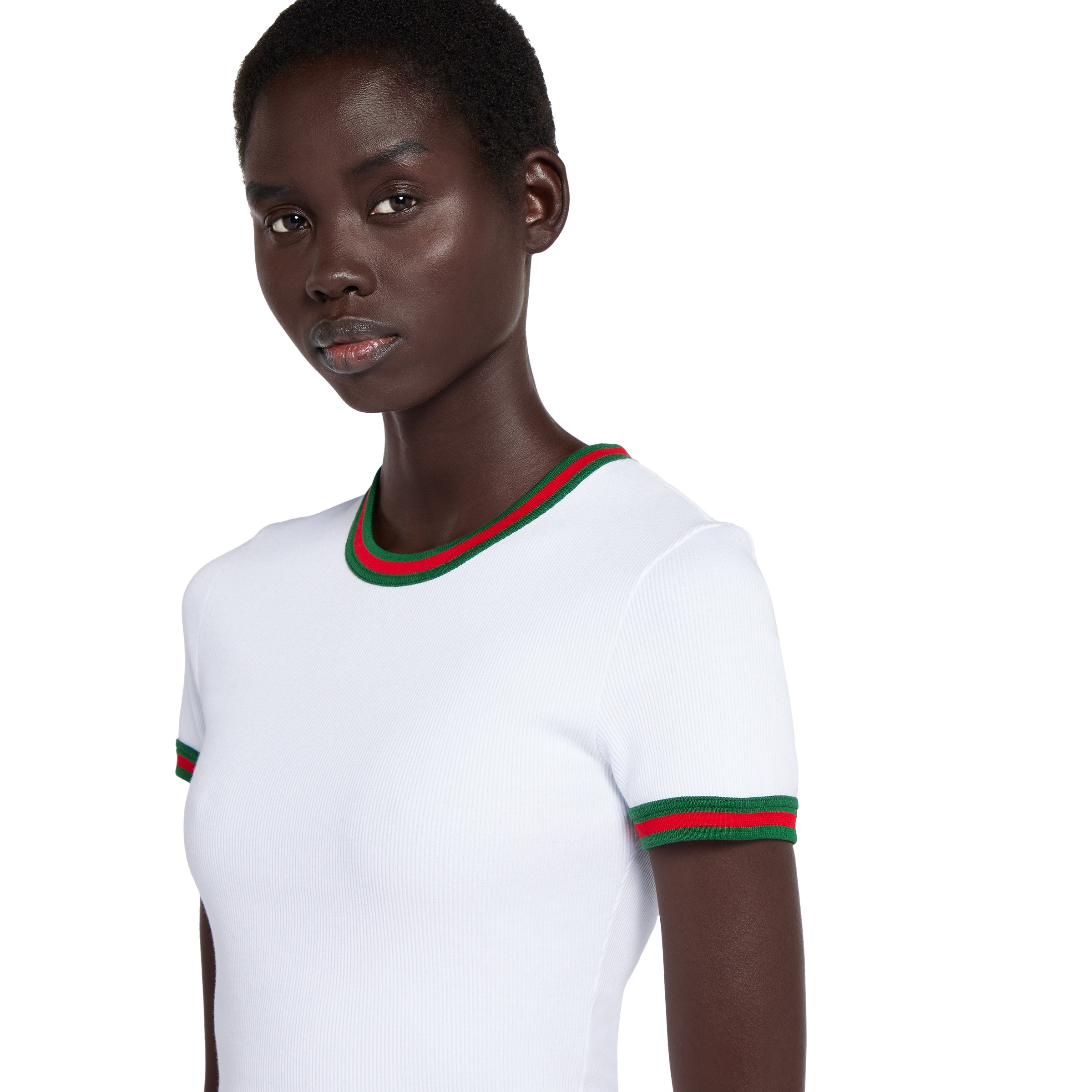Cotton rib T-shirt with Web - 5