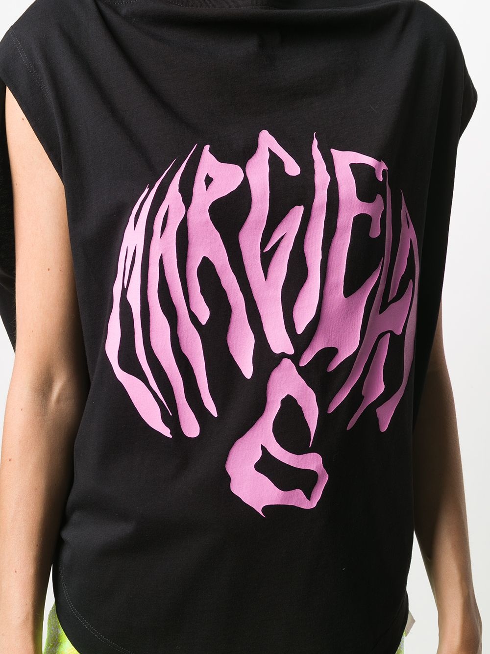 logo print draped T-shirt - 5