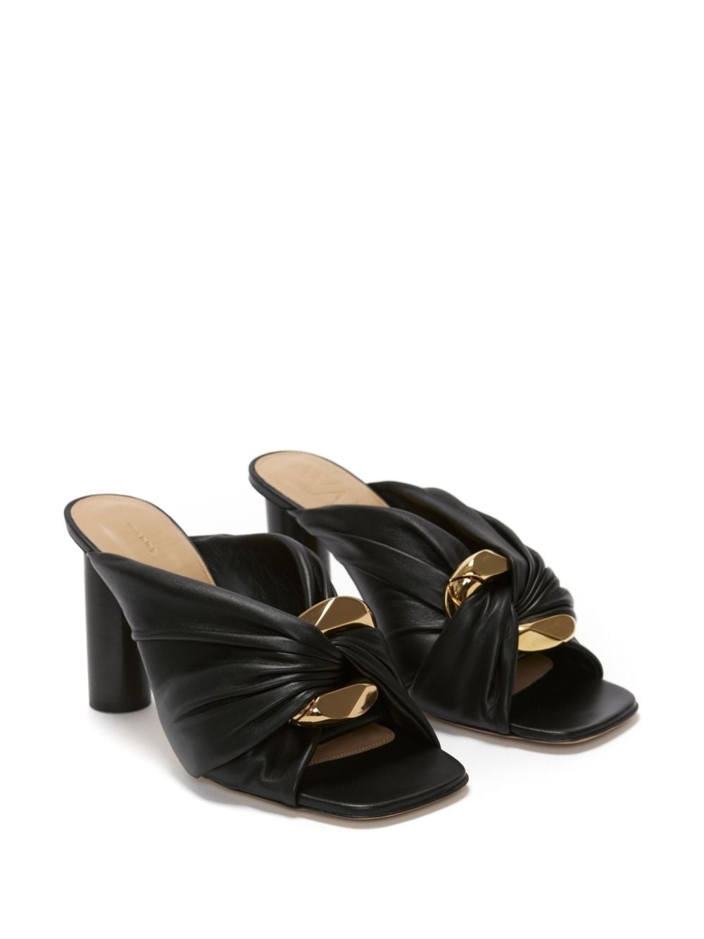 Corner gathered leather mules - 2