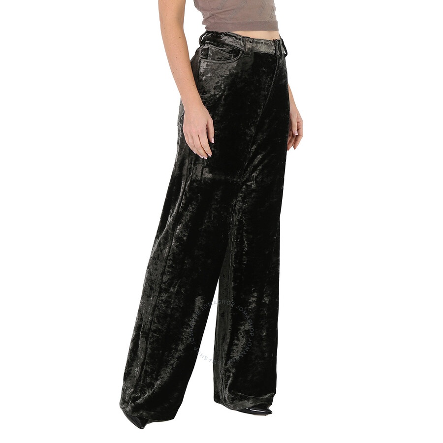 Balenciaga Ladies Velvet Stretch Wide-Leg Trousers - 2