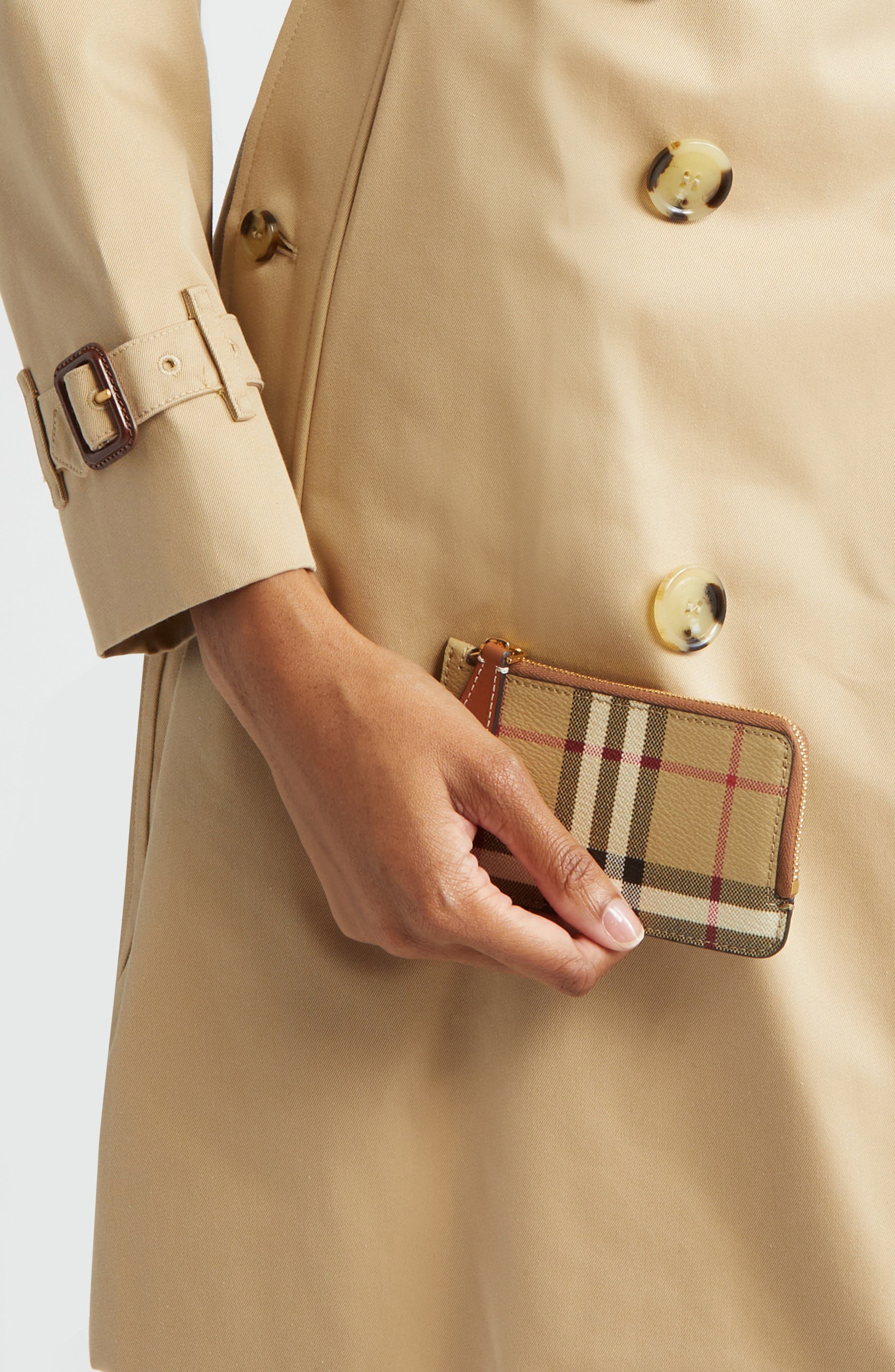 burberry Somerset Half Zip Coated Canvas & Leather Wallet in Vntg Chk/briar Brown at Nordstrom - 3