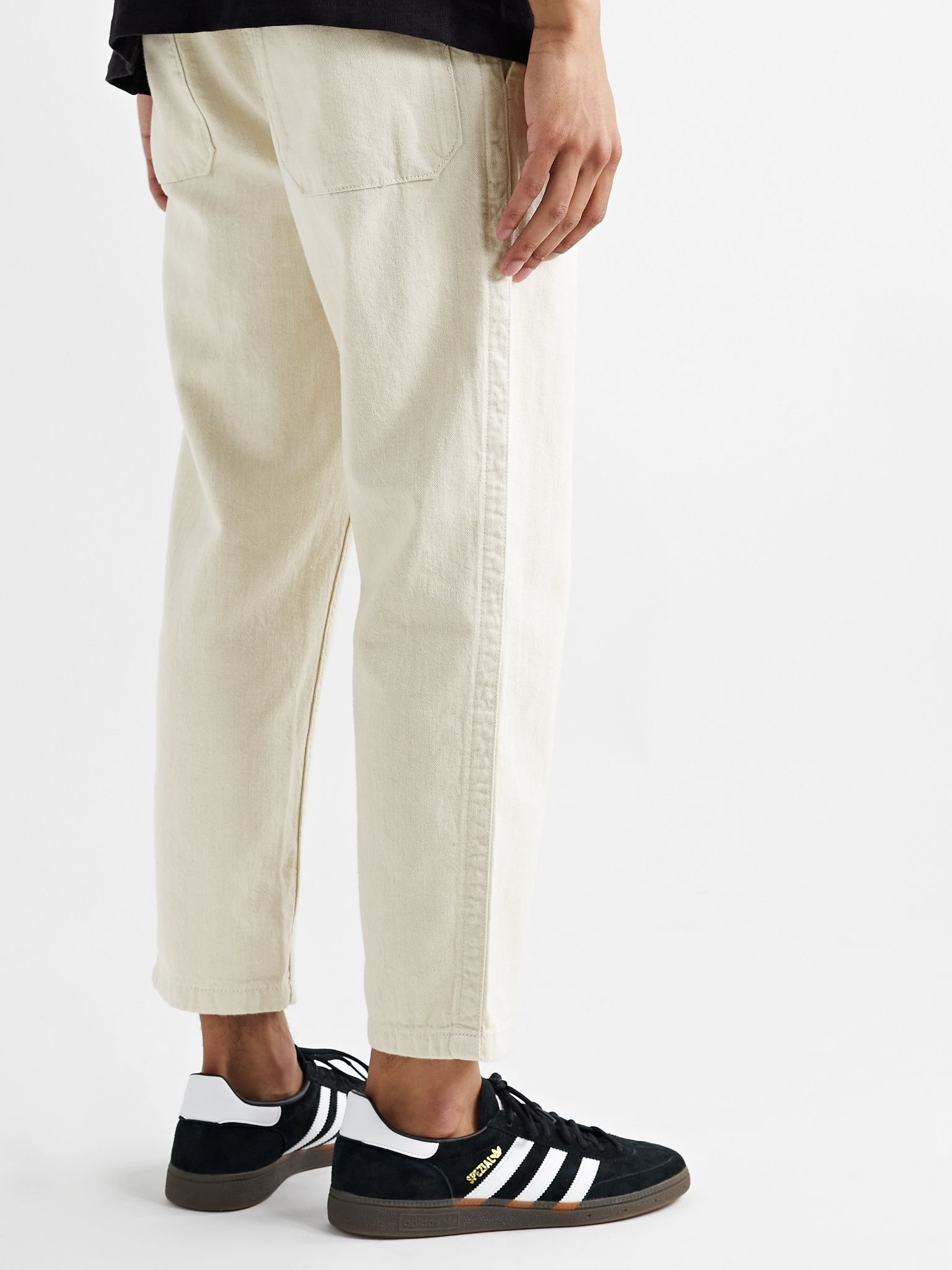 Cropped Cotton and Hemp-Blend Twill Drawstring Trousers - 4