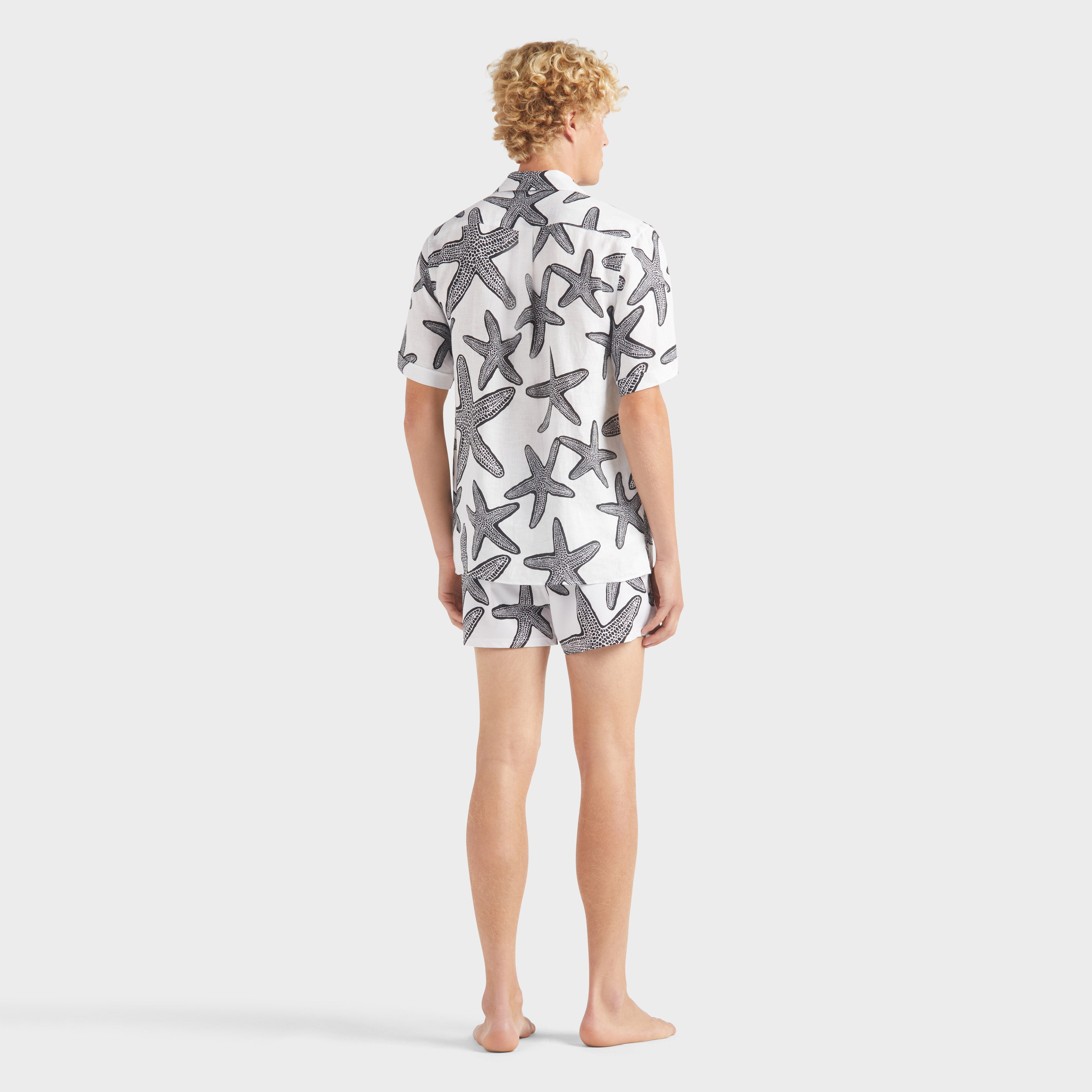 Men Linen Bowling Shirt Starlettes - 4