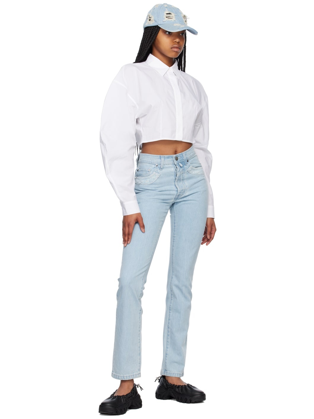Blue Double Shift Patchwork Jeans - 4