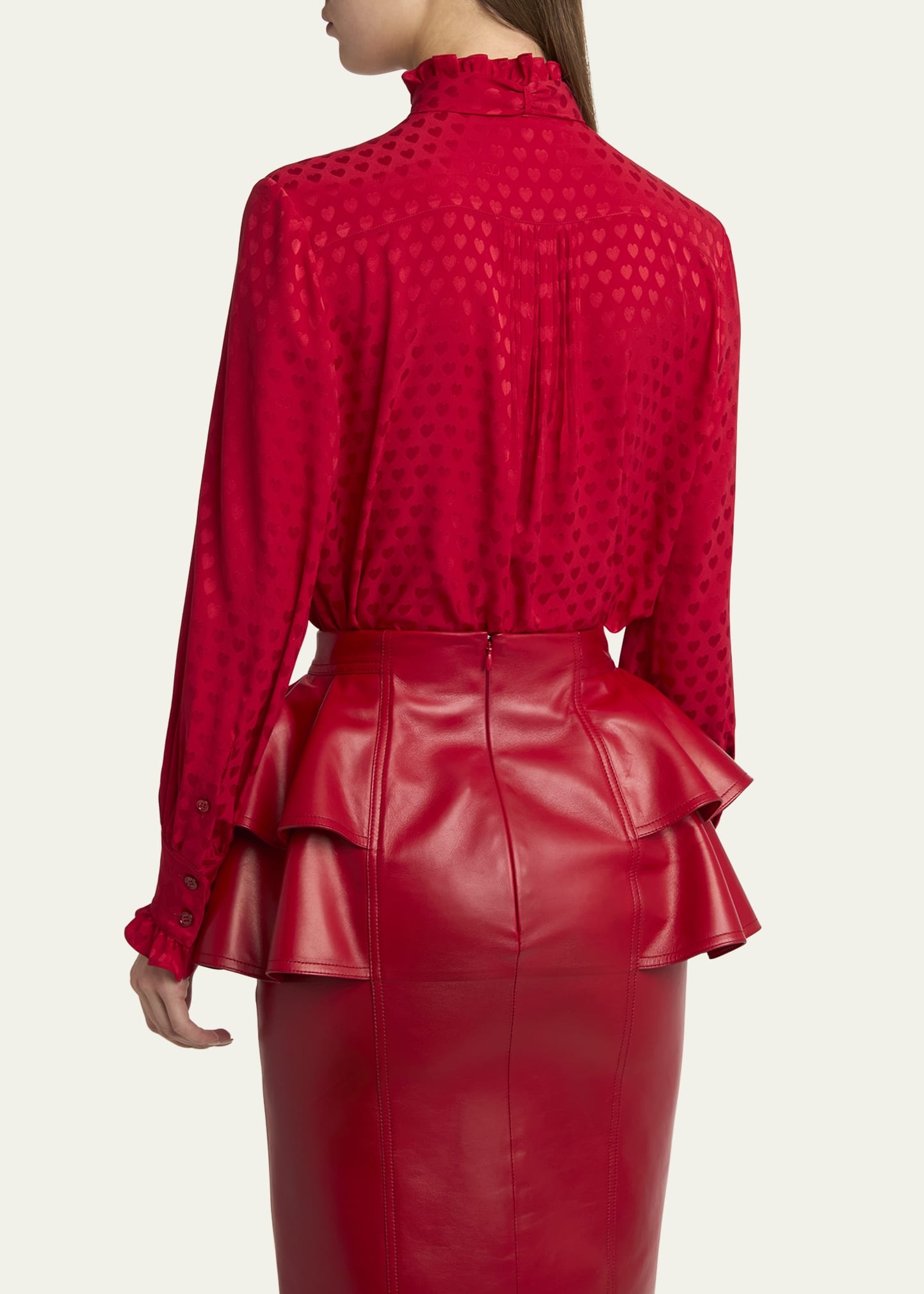 High-Neck Silk Heart Shirt - 3