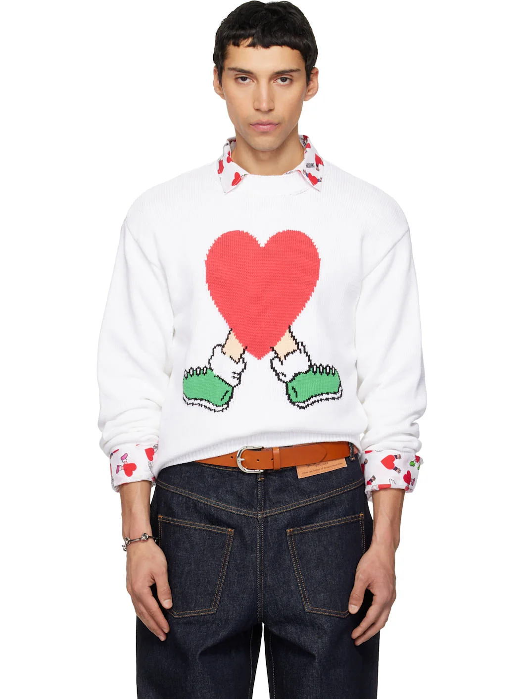 White All Over Hearts Sweater - 1
