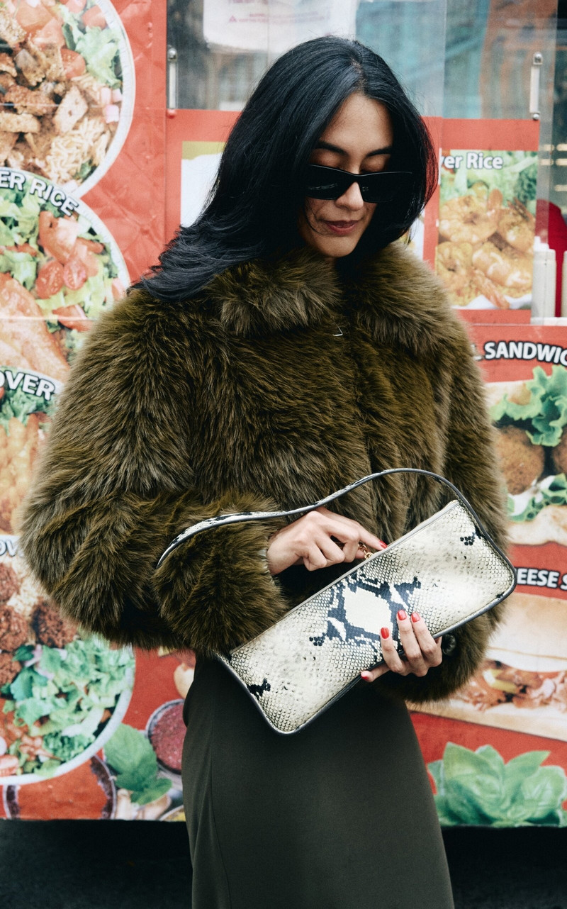 The Frankie Shop Hope Faux Fur Jacket green outlook