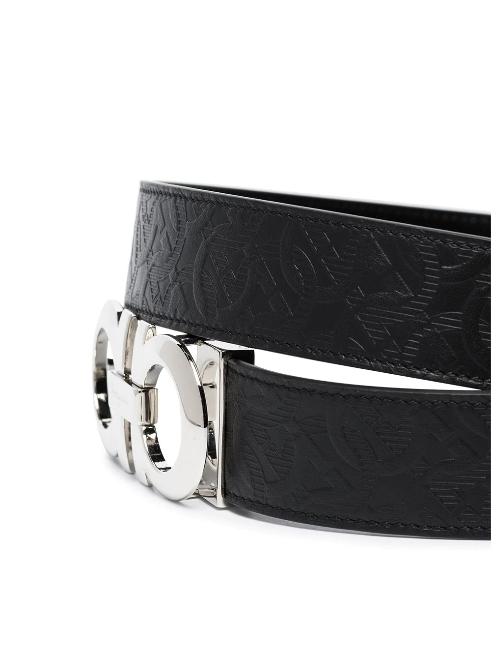 Gancini embossed leather belt - 3